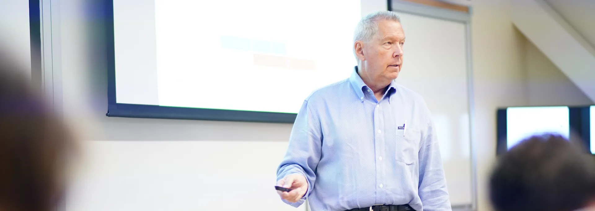 Professor teaching in Gallagher Hall