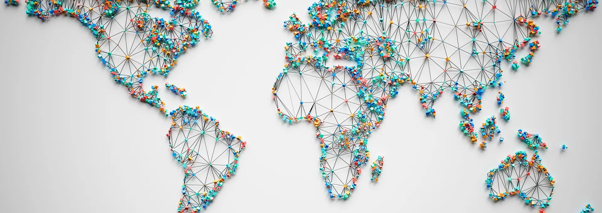 World map with pins