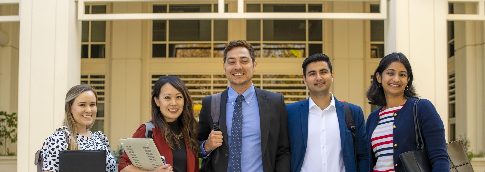 People standing outside of UC Davis Bishop Ranch campus building