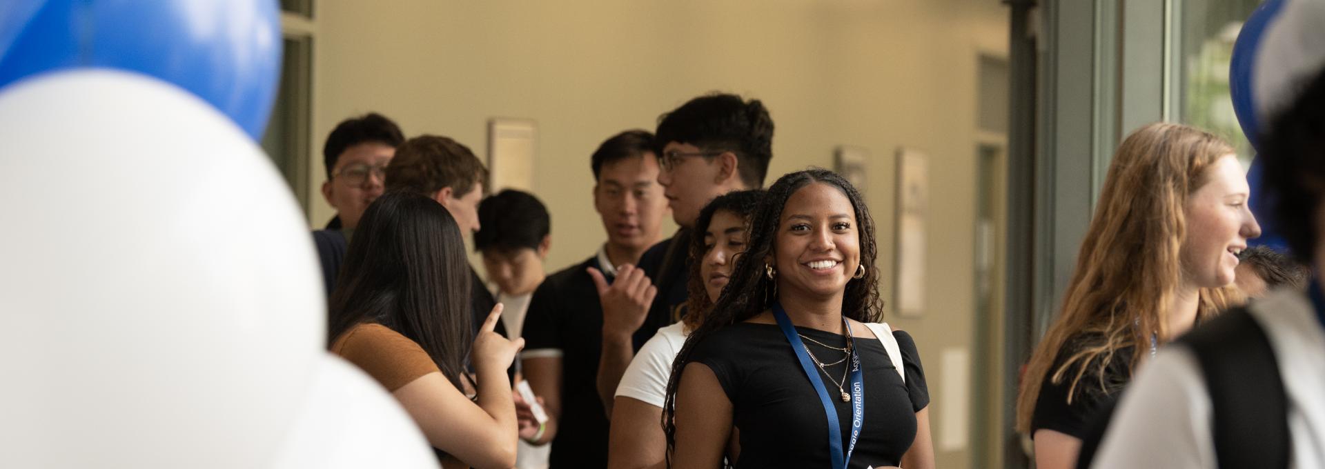 Business major students at orientation