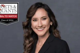 Olga Novoa Cipriani smiles at the camera. A “Poets & Quants MBAs to Watch Class of 2026” graphic appears on the left.