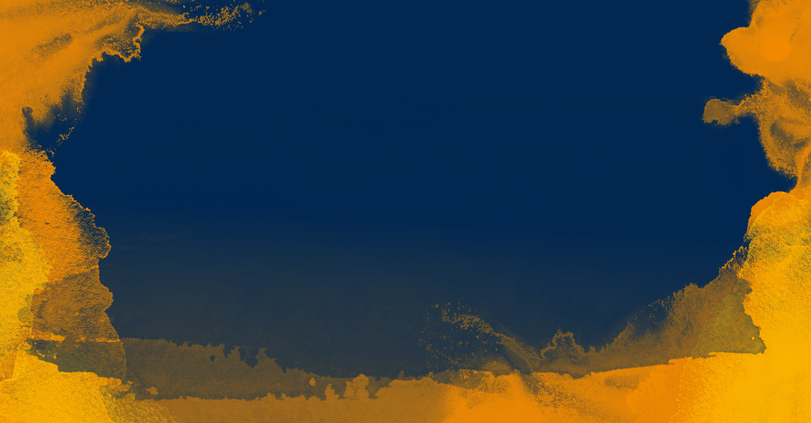 Orange watercolor splashes on a dark blue background