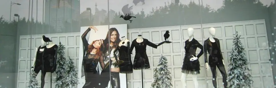 A display window outside H&M which was styled by Faye Wu