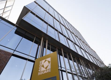 UC Davis Aggie Square exterior with sign