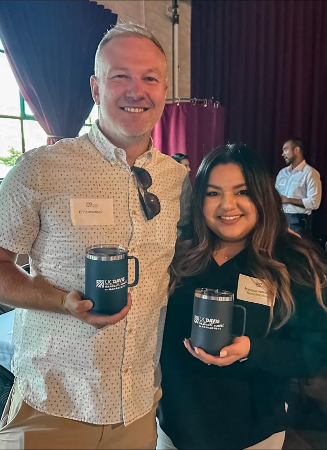 Marissa Hernandez and Chris Marshall, director of alumni relations and network strategy at the Metro EDGE event