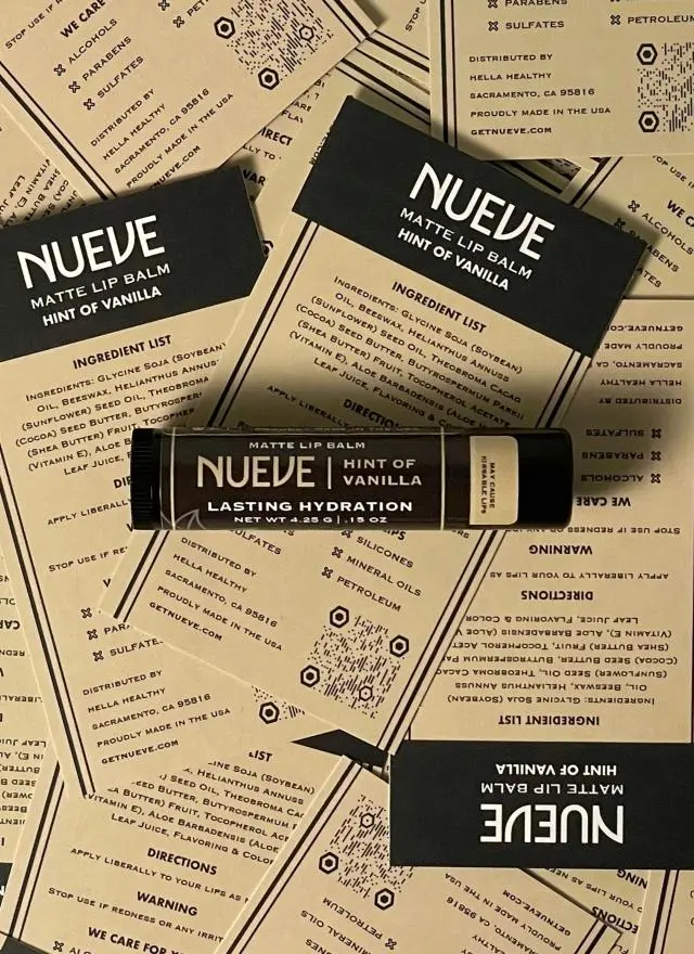 product photo featuring Nueve lip balm
