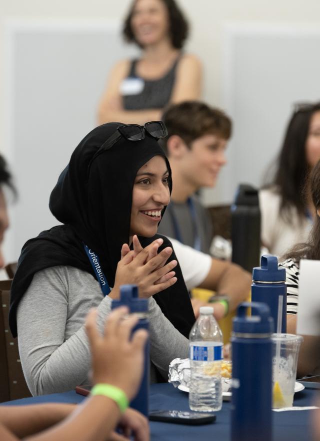 Business major students at orientation