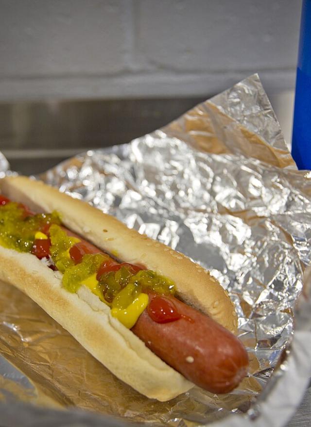 Hot dog with soda