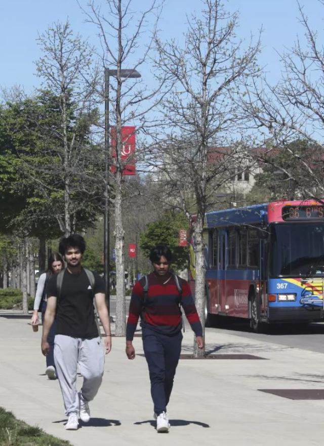 Students on KU Campus courtesy of AP