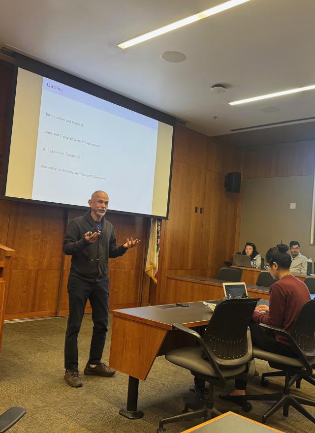 Distinguished Professor Hemant Bhargava presenting at UC Davis School of Law