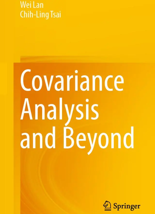 Book cover with a yellow-orange background displaying the title "Covariance Analysis and Beyond" by Wei Lan and Chih-Ling Tsai, published by Springer.