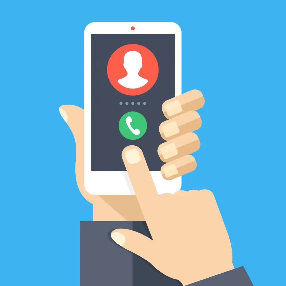 Graphic of someone answering a call on a cell phone