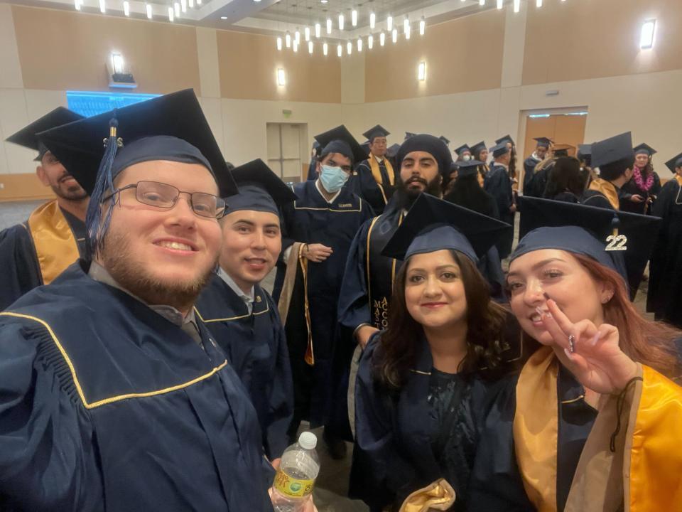 Brianna Dean-Sysum and fellow grads at commencement