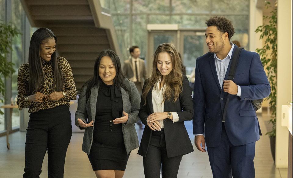 Rushana R. Galeeva sitting with other MPAc students in Gallagher Hall