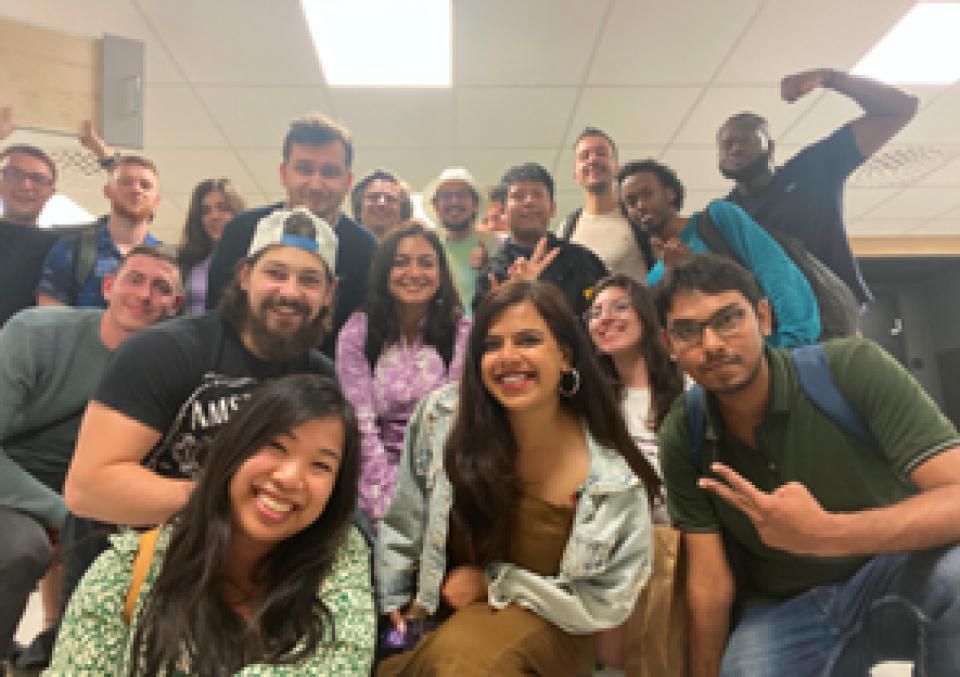 Prachi Mishra with a group of international students