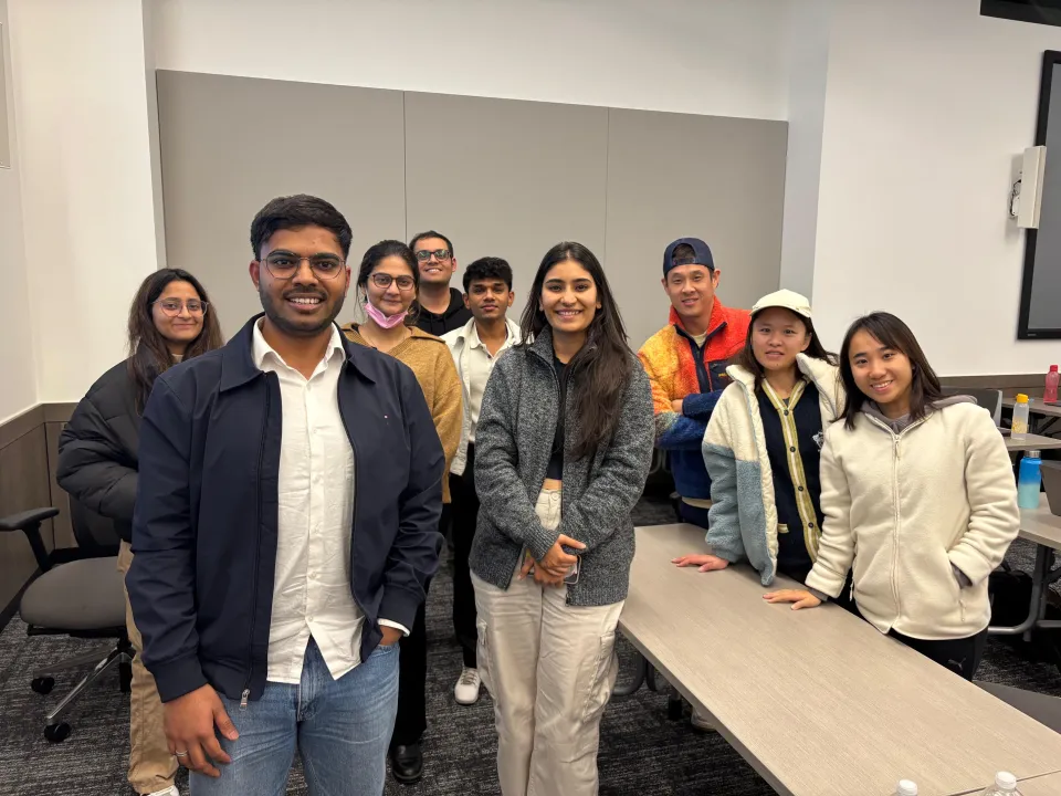 Kshitiz Parashar with MSBA students in a classroom