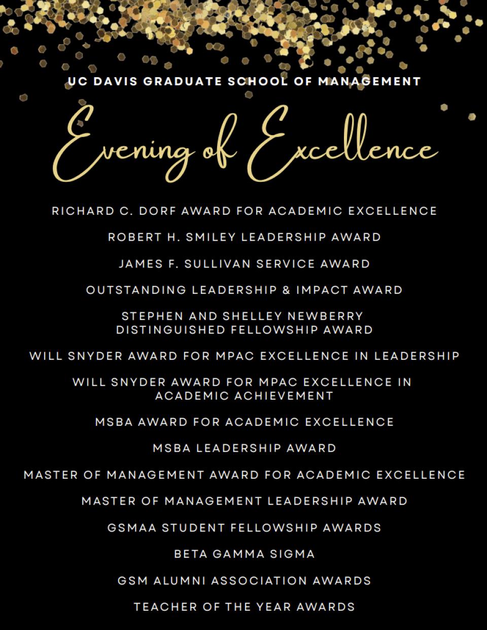 Evening of excellence award list