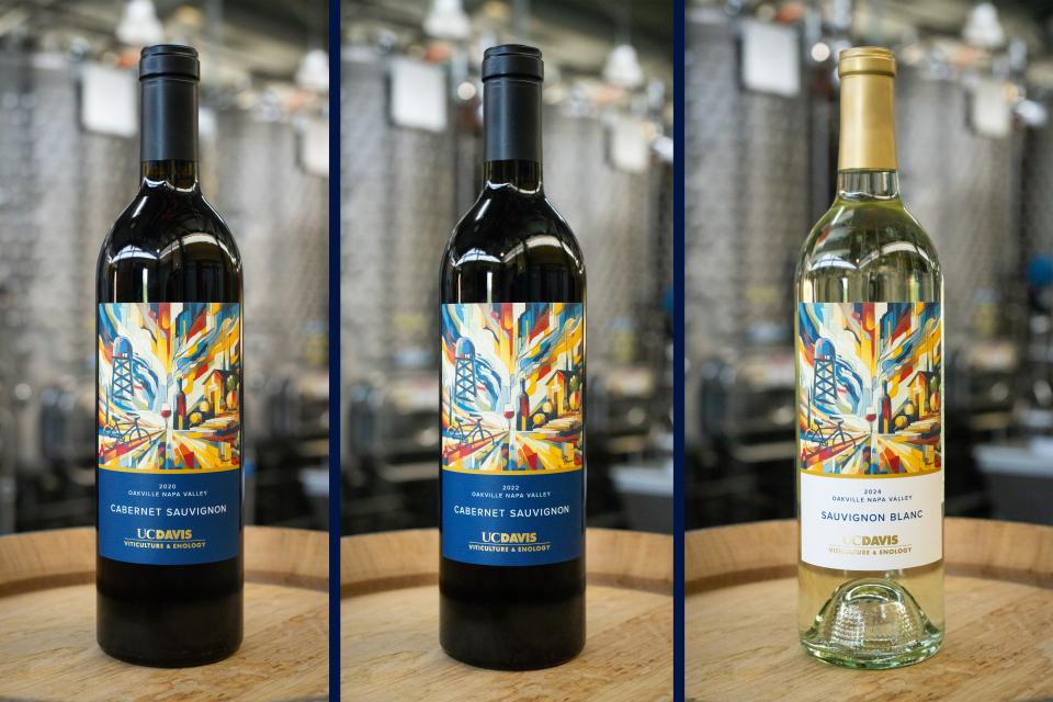 Small label batch bottles of wine made by UC Davis students