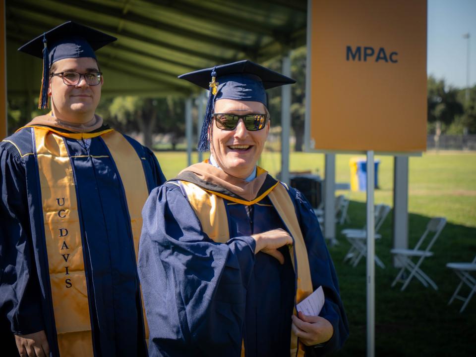 Tim O'Brien in graduation regalia