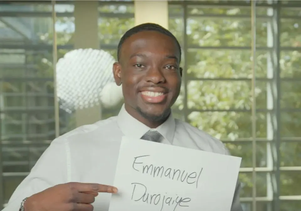 Emmanuel Durojaiye in the Meet the Class video