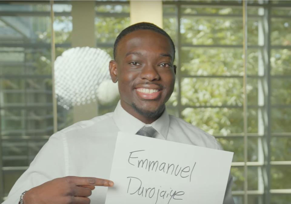 Emmanuel Durojaiye in the Meet the Class video