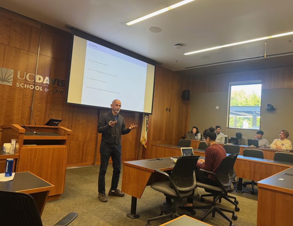 Distinguished Professor Hemant Bhargava presenting at UC Davis School of Law