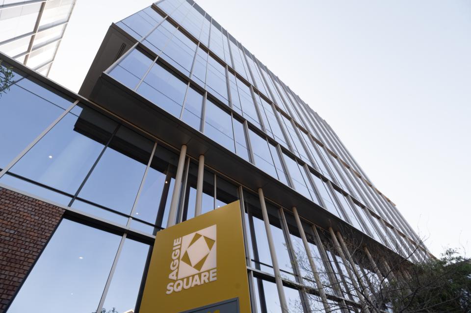 UC Davis Aggie Square exterior with sign