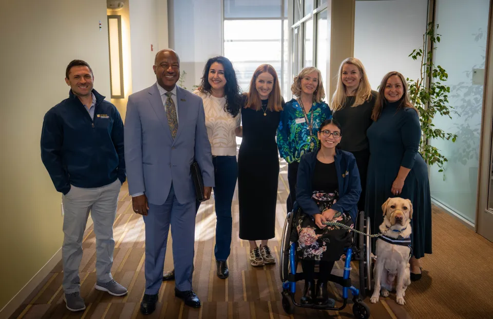 Chancellor Gary S. May visits the UC Davis Graduate School of Management to discuss service, leadership and opportunities to connect business expertise with university research.