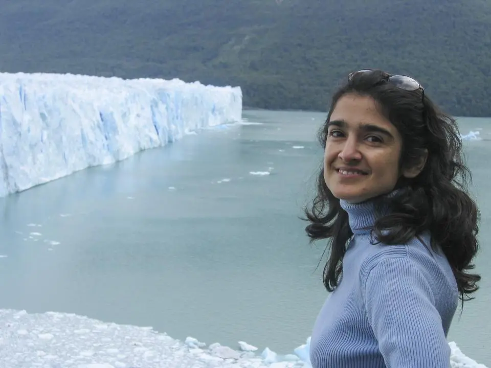 Taherian visits glaciers in Patagonia while working as a Chevron controller in Argentina