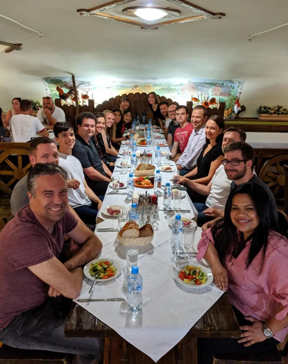 LUT students having a meal together at a restaurant