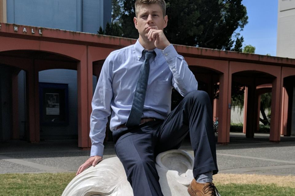 Kyle Gillingwater MPAc 21 takes a photo on one of the UC Davis Eggheads 