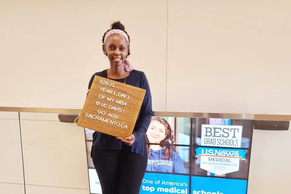 New MBA student Esther Muriithi on her first day of grad school