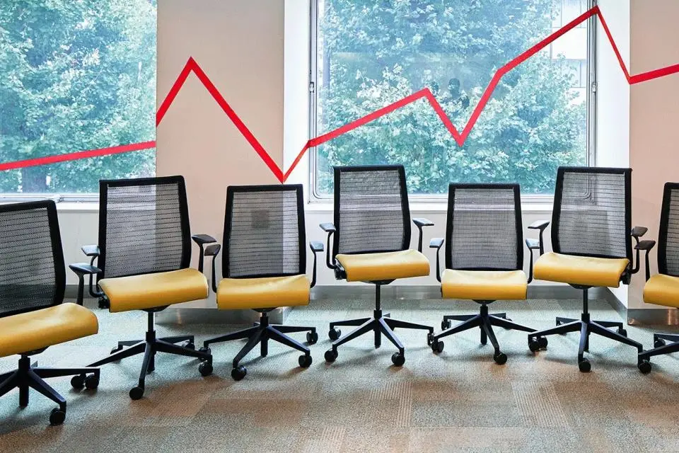 Empty office chairs at work