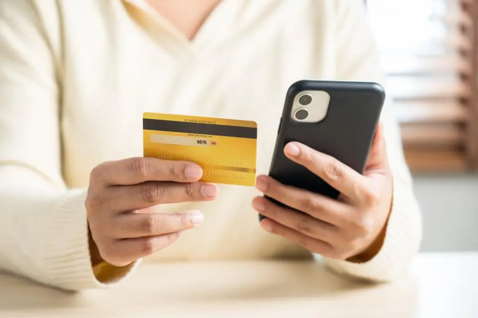 stock photo of credit card and smartphone