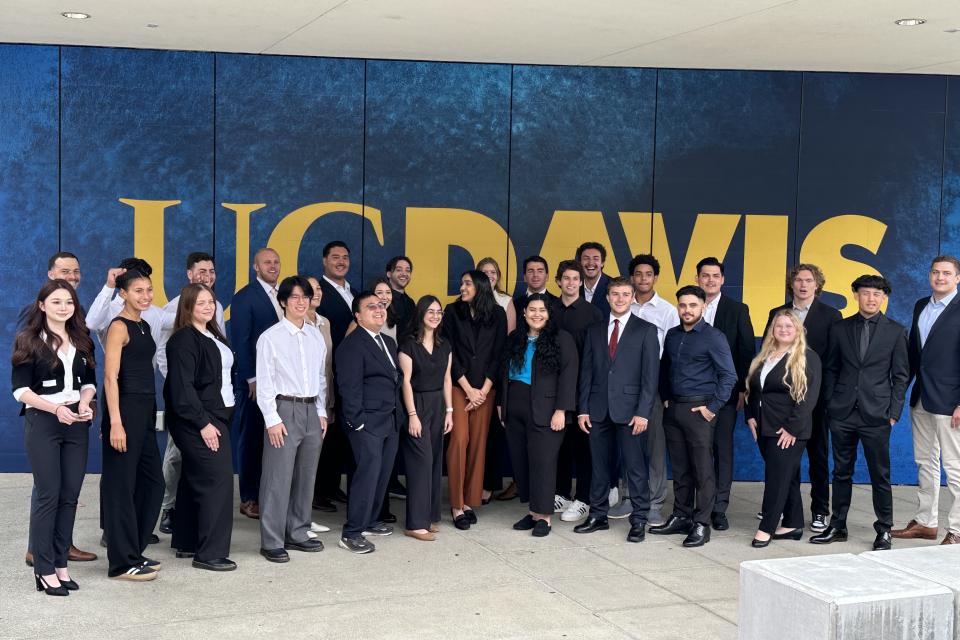 Group of people in front of UC Davis Welcome Center