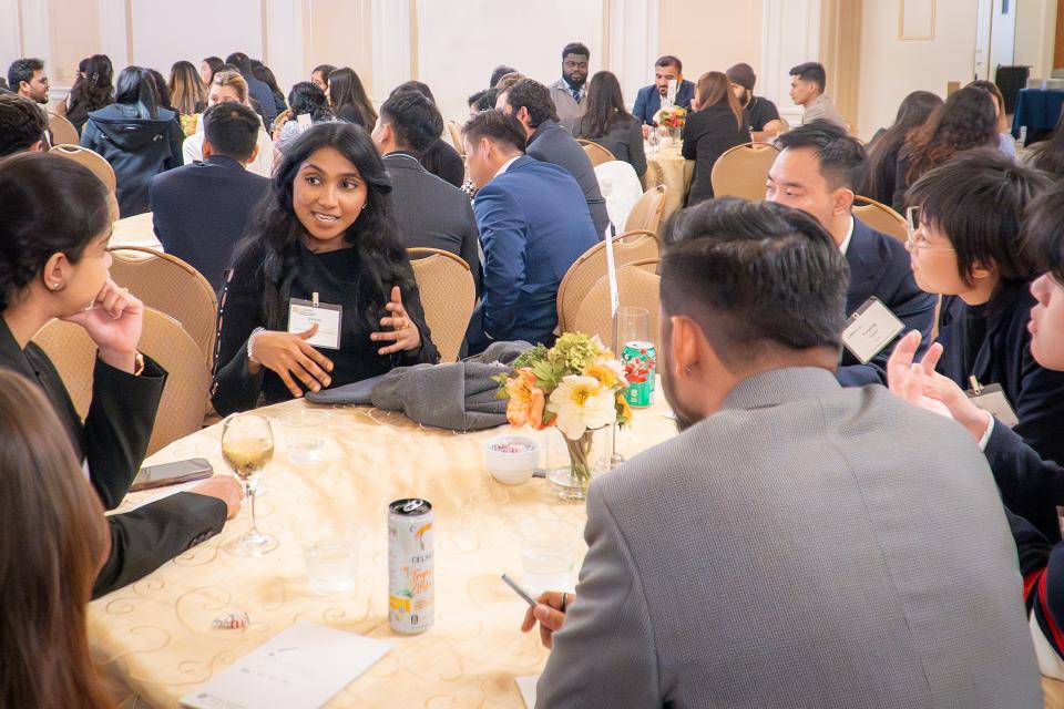 Students at the GSM's speed networking event in 2024