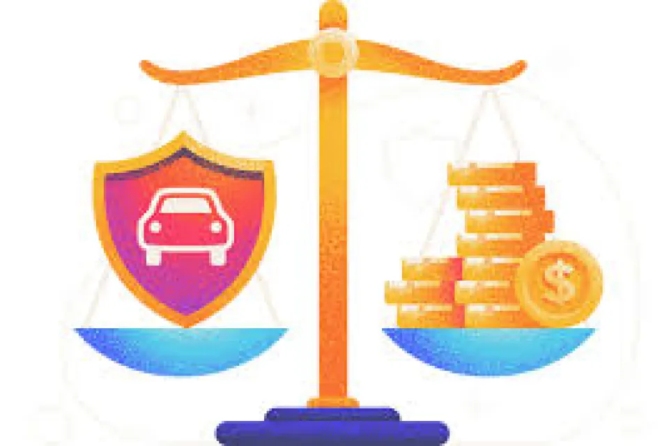 A scale with a car icon on the left, and a stack of gold coin on the right